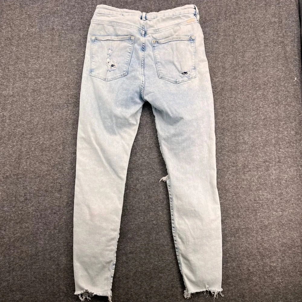 H&M &Denim Womens High Waist Super Skinny Distressed Jeans Light Wash Size 12